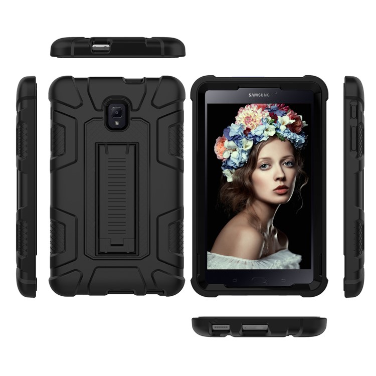 Shock-proof Hybrid Silicone + PC Protective Case with Kickstand for Samsung Galaxy Tab A 8.0 (2017) T380/T385 - All Black-5