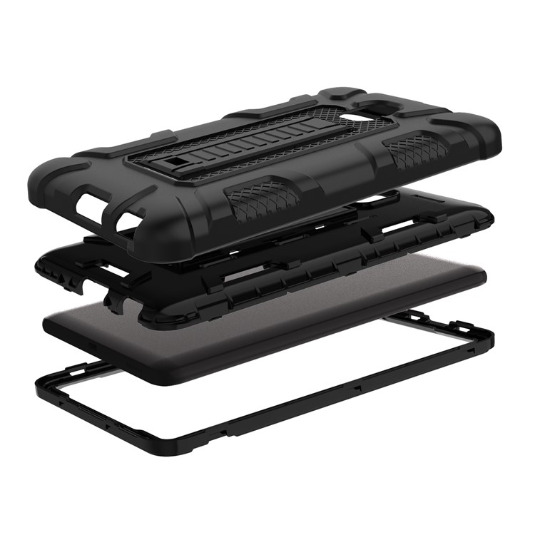 Shock-proof Hybrid Silicone + PC Protective Case with Kickstand for Samsung Galaxy Tab A 8.0 (2017) T380/T385 - All Black-6