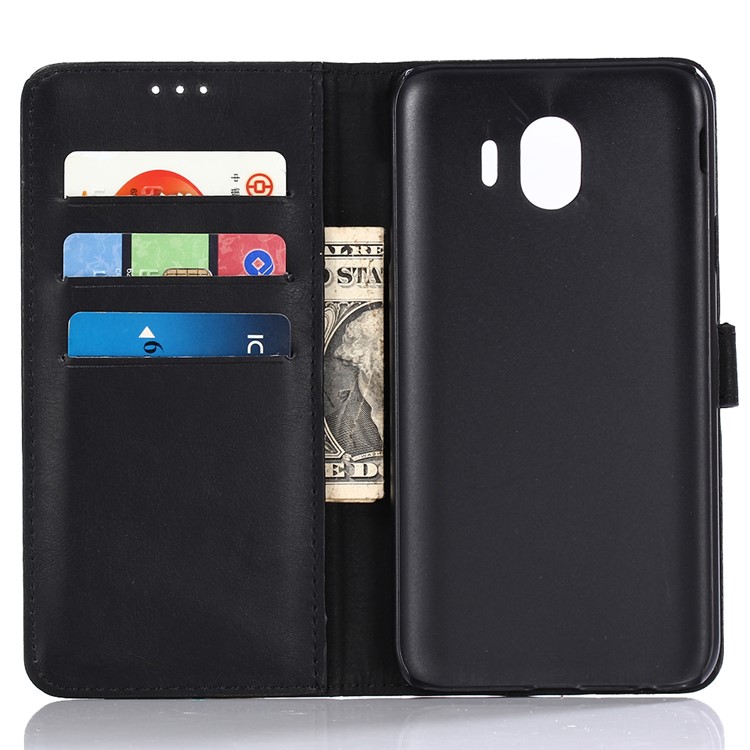 For Samsung Galaxy J4 (2018) Retro Style Crazy Horse PU Leather Wallet Phone Case - Black-4