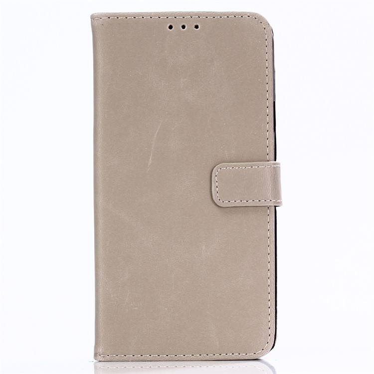 

For Samsung Galaxy J4 (2018) Retro Style Crazy Horse PU Leather Wallet Phone Cover - Grey