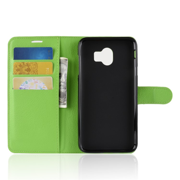 Litchi Texture Leather Wallet Stand Mobile Cover for Samsung Galaxy J4 (2018) - Green-3