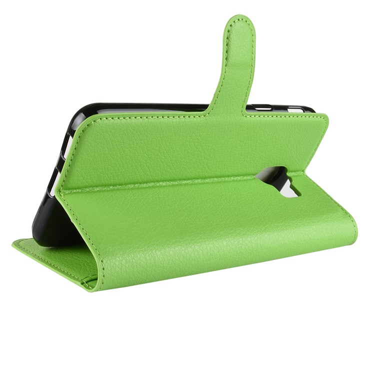 Litchi Texture Leather Wallet Stand Mobile Cover for Samsung Galaxy J4 (2018) - Green-5