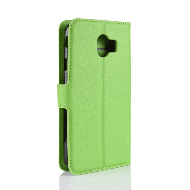 Litchi Texture Leather Wallet Stand Mobile Cover for Samsung Galaxy J4 (2018) - Green-6