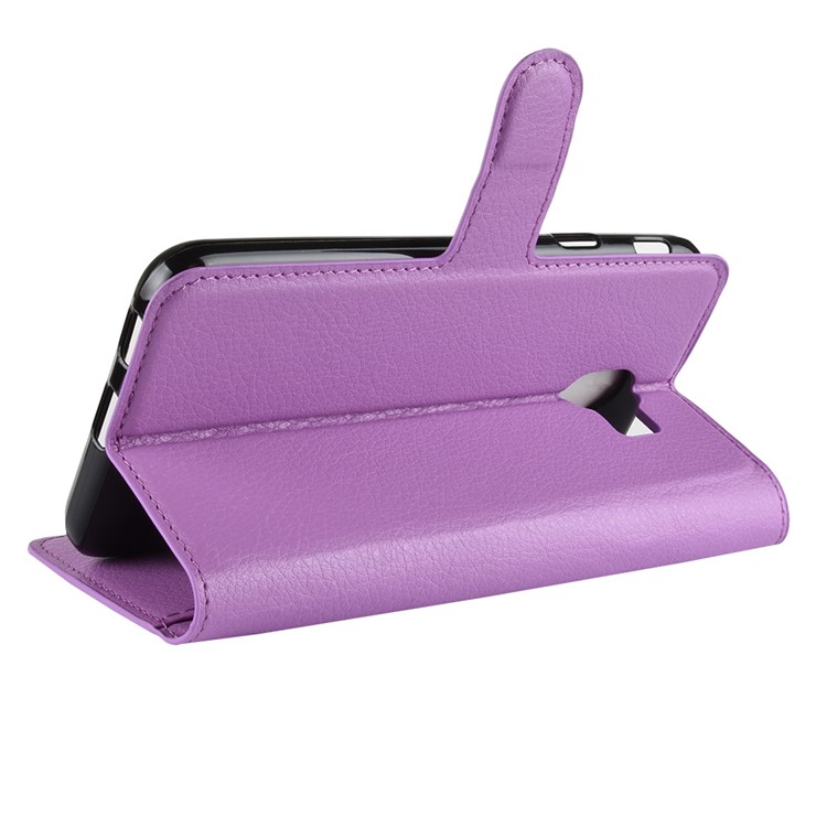 Litchi Texture Leather Wallet Stand Phone Accessory Casing for Samsung Galaxy J4 (2018) - Purple-5