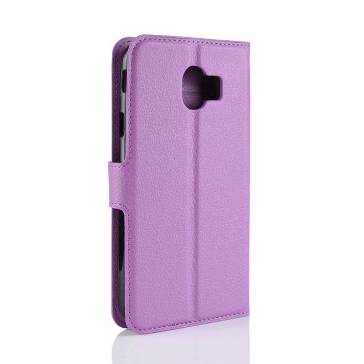 Litchi Texture Leather Wallet Stand Phone Accessory Casing for Samsung Galaxy J4 (2018) - Purple-6