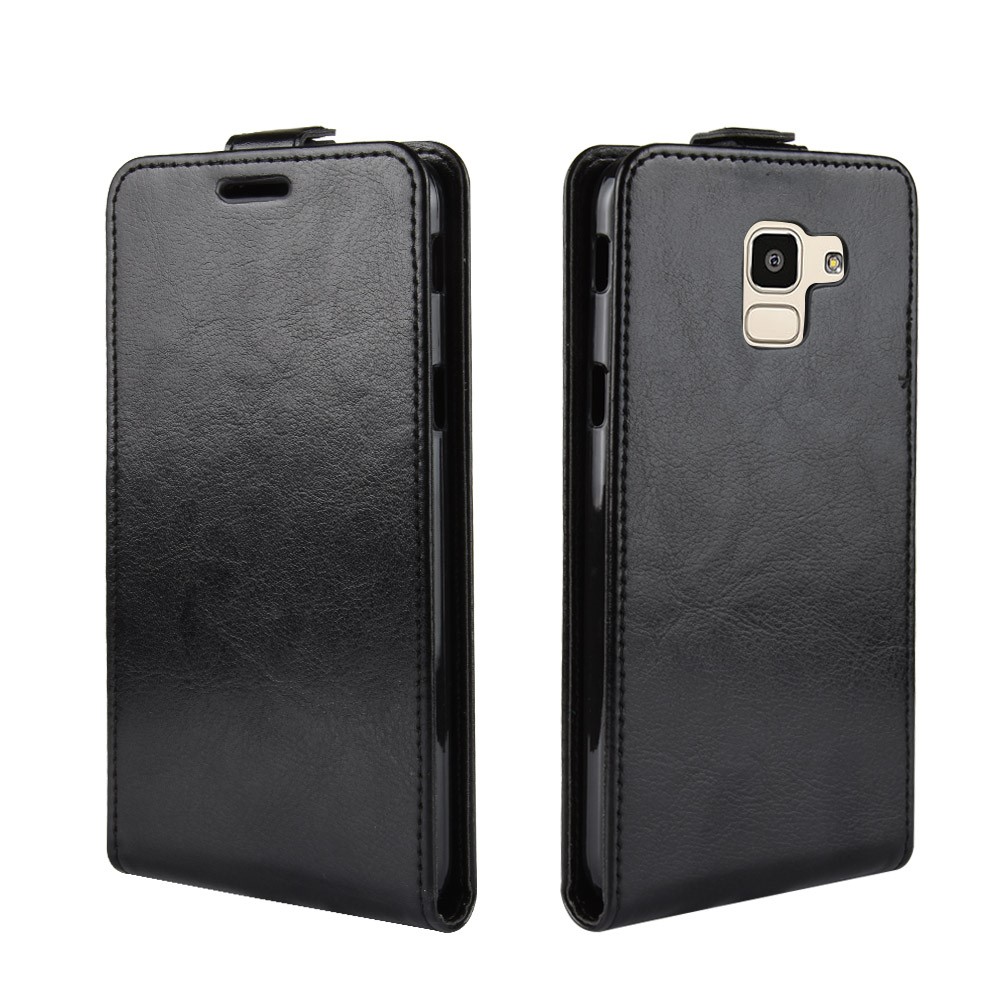 Crazy Horse Vertical Flip Leather Protection Teléfono Para Samsung Galaxy J6 (2018) - Negro