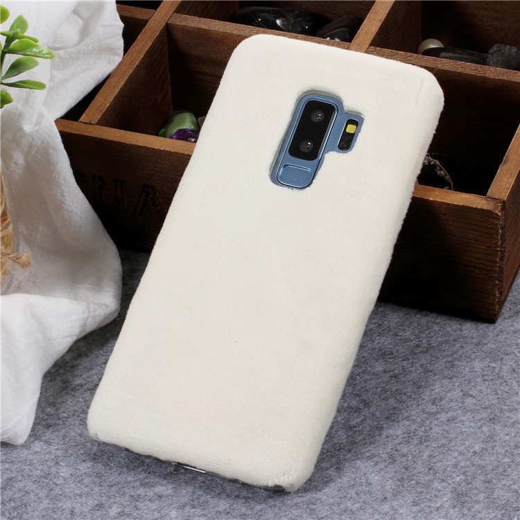 

White - For Samsung Galaxy S9+ G965 Fluffy Fur Coated Soft TPU Protector Phone Cover