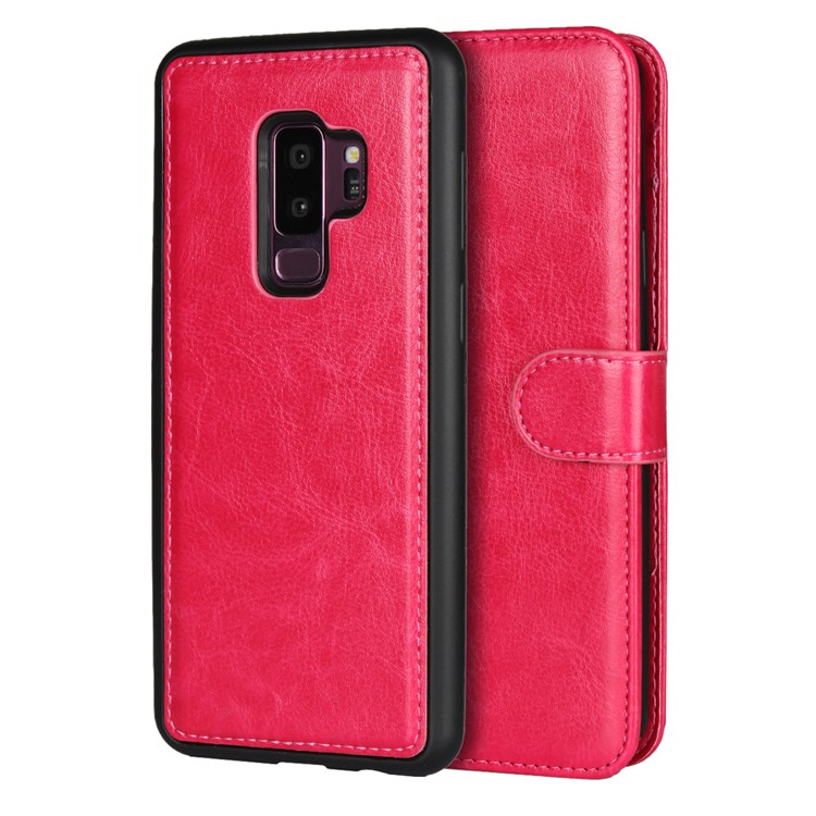 

Detachable 2-in-1 Crazy Horse Leather Wallet Phone Shell + TPU Back Case for Samsung Galaxy S9+ SM-G965 - Rose