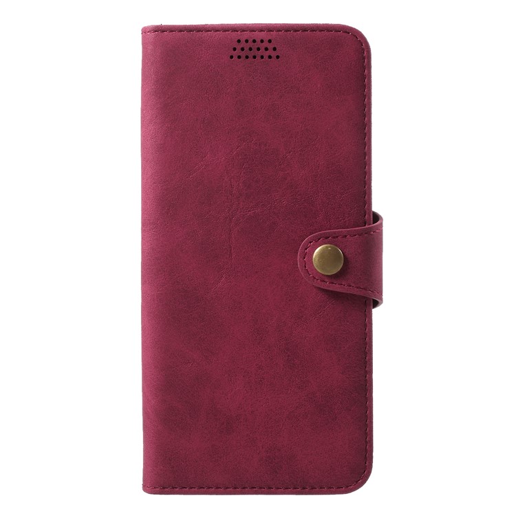 Textured PU Leather Wallet Stand Phone Casing for Samsung Galaxy S9 SM-G960 - Red-3