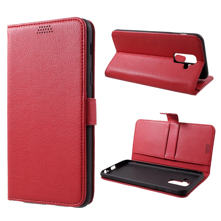 

Litchi Skin Wallet Leather Stand Case for Samsung Galaxy A6+ (2018) - Red