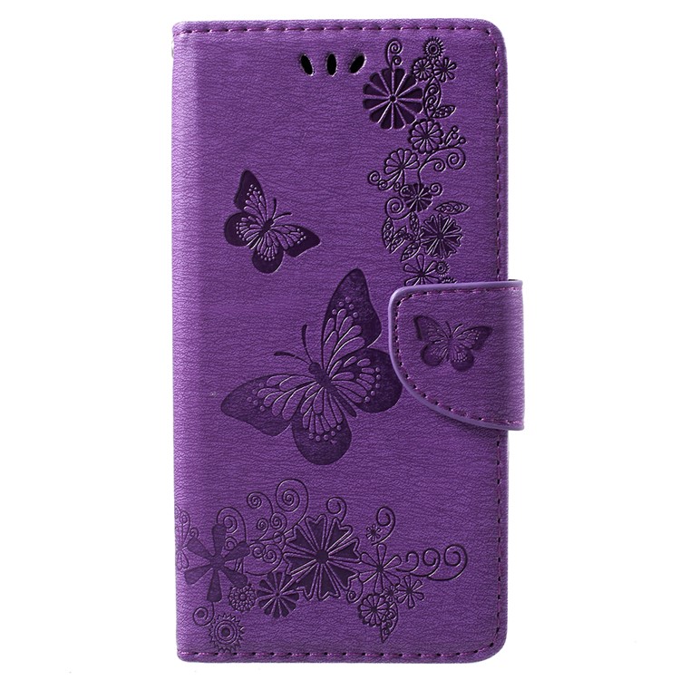 

Imprint Butterfly Flowers Leather Wallet Stand Cellphone Case for Samsung Galaxy J4 (2018) - Purple, Galaxy J4 (2018)