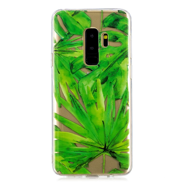 

Pattern Printing IMD TPU Soft Back Casing for Samsung Galaxy S9 Plus SM-G965 - Green Leaves