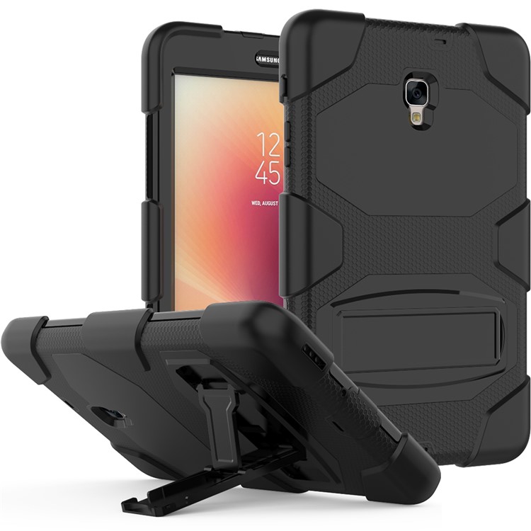 

Heavy Duty Silicone PC Hybrid Shell with Kickstand for Samsung Galaxy Tab A 8.0 (2017) T385 - All Black