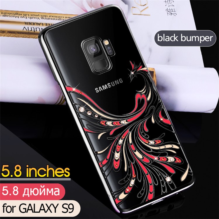 KINGXBAR Authorized Swarovski Rhinestone PC Phone Casing for Samsung Galaxy S9 G960 - Phoenix / Black-1