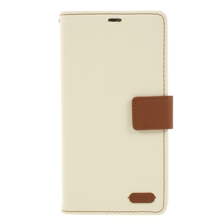

ROAR Twill Leather Wallet Stand Shell for Samsung Galaxy A6 Plus (2018)/A9 Star Lite - Beige, Galaxy A6+ (2018)