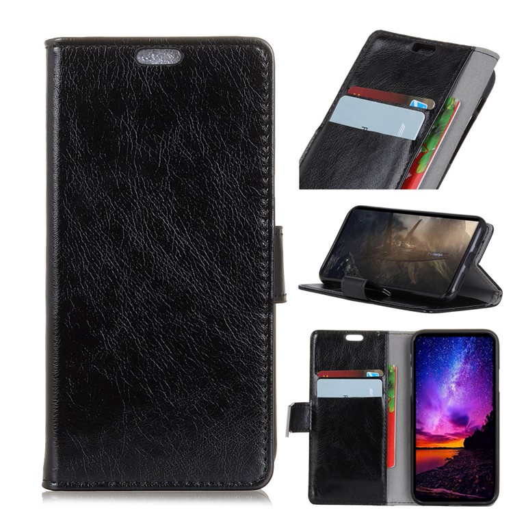 Black - Textured PU Leather Wallet Stand Mobile Casing for Samsung Galaxy J4 (2018)-1