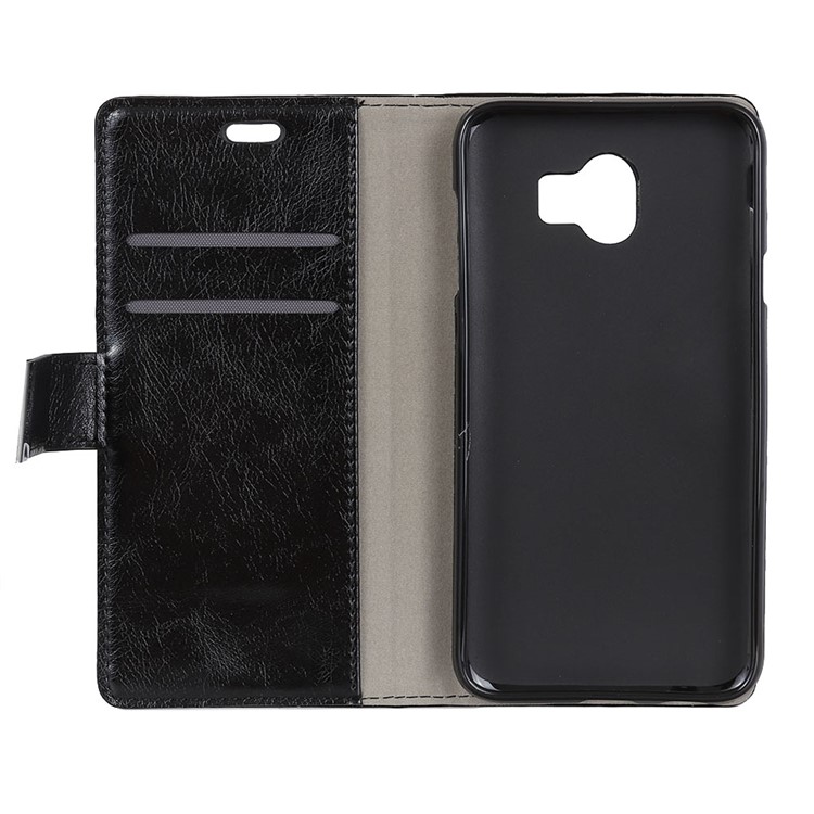 Black - Textured PU Leather Wallet Stand Mobile Casing for Samsung Galaxy J4 (2018)-5