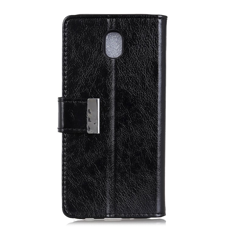 Black - For Samsung Galaxy J3 (2018) J337 Nappa Texture PU Leather Wallet Stand Mobile Phone Case-2