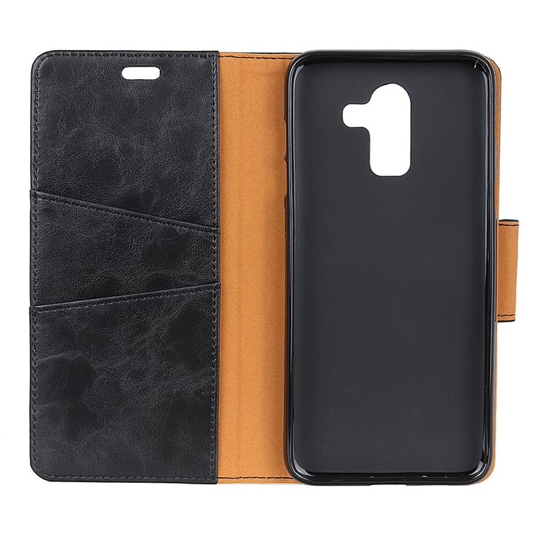 Crazy Horse Split Leather Wallet Stand Case for Samsung Galaxy J8 (2018) - Black-6