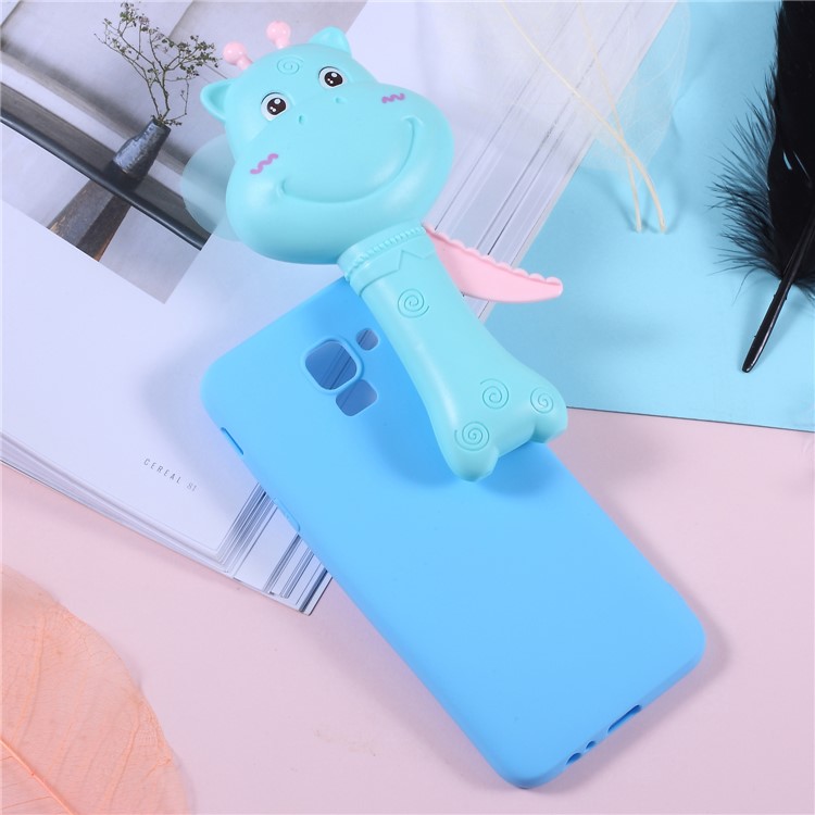 

3D Cartoon Deer Soft TPU Jelly Mobile Casing with Fan for Samsung Galaxy A6 (2018) - Blue