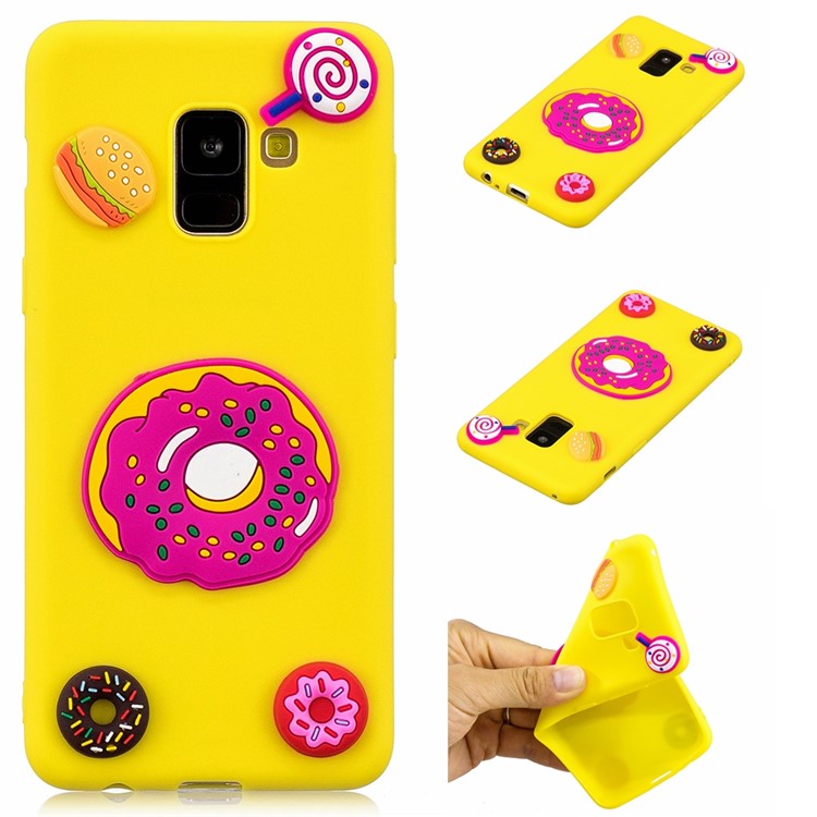 

3D Cute Silicone Doll Pattern TPU Mobile Shell Case for Samsung Galaxy A8 (2018) - Doughnuts and Lollipop