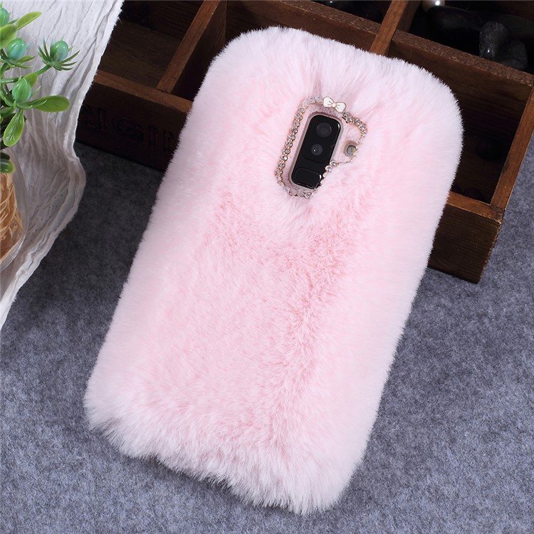 

Soft Fur Coated Rhinestone TPU Cover for Samsung Galaxy A6+ (2018) / A9 Star Lite - Pink