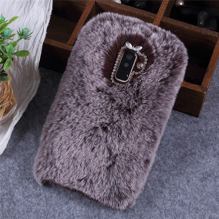 

Soft Fur Coated Rhinestone TPU Mobile Phone Case for Samsung Galaxy A6+ (2018) / A9 Star Lite - Coffee