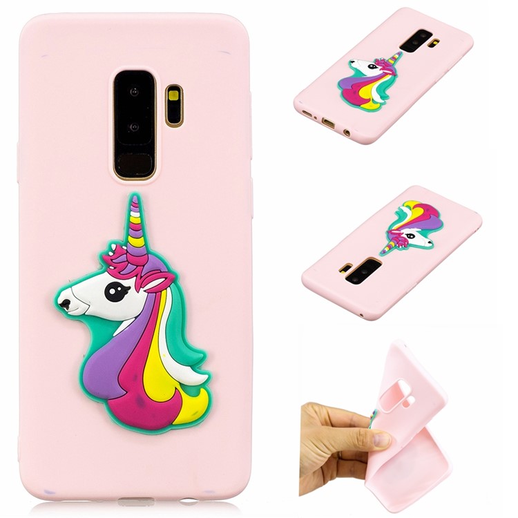 

3D Cute Silicone Doll Pattern TPU Cell Phone Cover for Samsung Galaxy S9+ SM-G965 - Colorized Unicorn