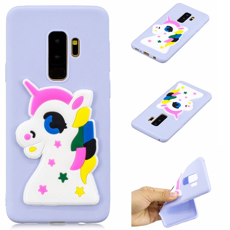 

3D Cute Silicone Doll Pattern TPU Back Casing for Samsung Galaxy S9 Plus SM-G965 - Star Unicorn