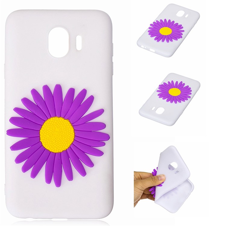 

3D Cute Silicone Doll Pattern Soft TPU Mobile Case for Samsung Galaxy J4 (2018) - Purple Sunflower