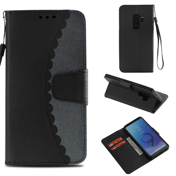 

Bi-color Splicing Wallet Leather Case for Samsung Galaxy S9+ SM-G965 - Black / Grey