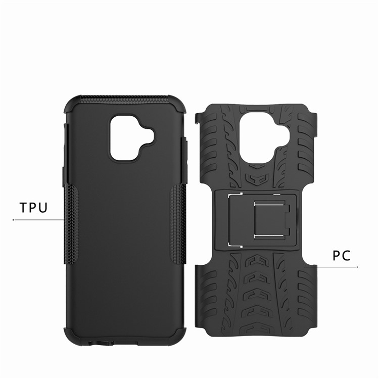 Anti-slip PC + TPU Hybrid Case with Kickstand for Samsung Galaxy A6 (2018) - Black-10