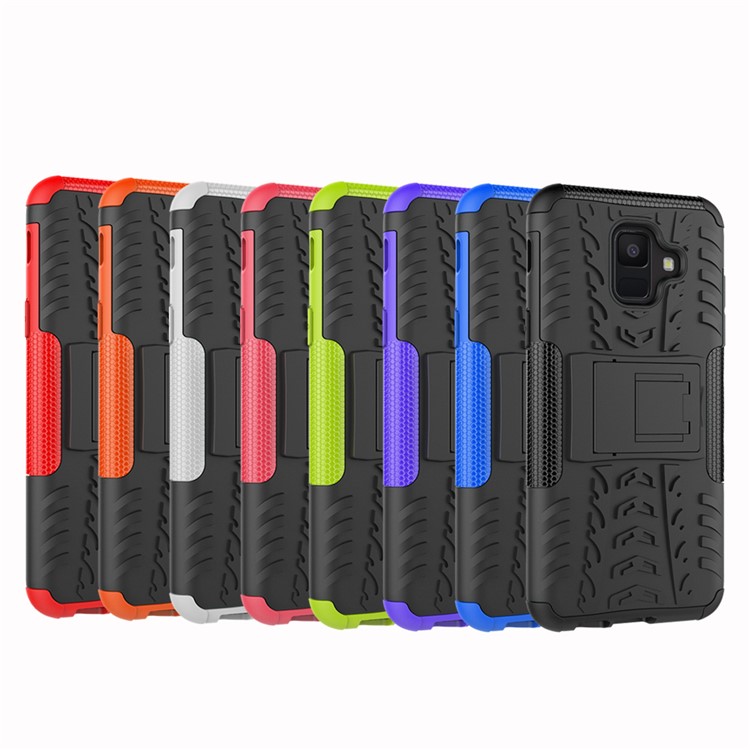 Anti-slip PC + TPU Hybrid Case with Kickstand for Samsung Galaxy A6 (2018) - Black-11