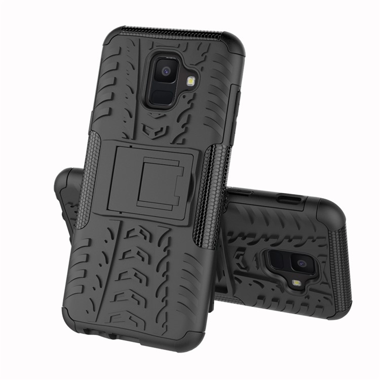 Anti-slip PC + TPU Hybrid Case with Kickstand for Samsung Galaxy A6 (2018) - Black-2