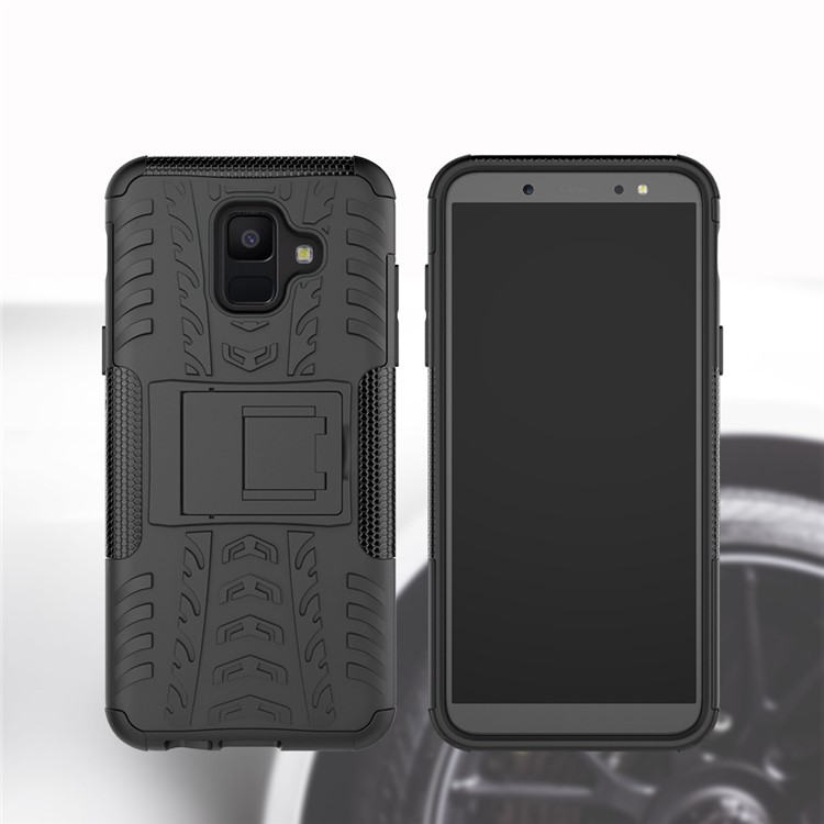 Anti-slip PC + TPU Hybrid Case with Kickstand for Samsung Galaxy A6 (2018) - Black-9