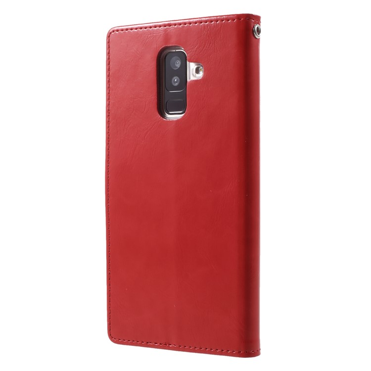 MERCURY GOOSPERY Blue Moon Wallet Leather Case for Samsung Galaxy A6+ (2018) / A9 Star Lite - Red-2