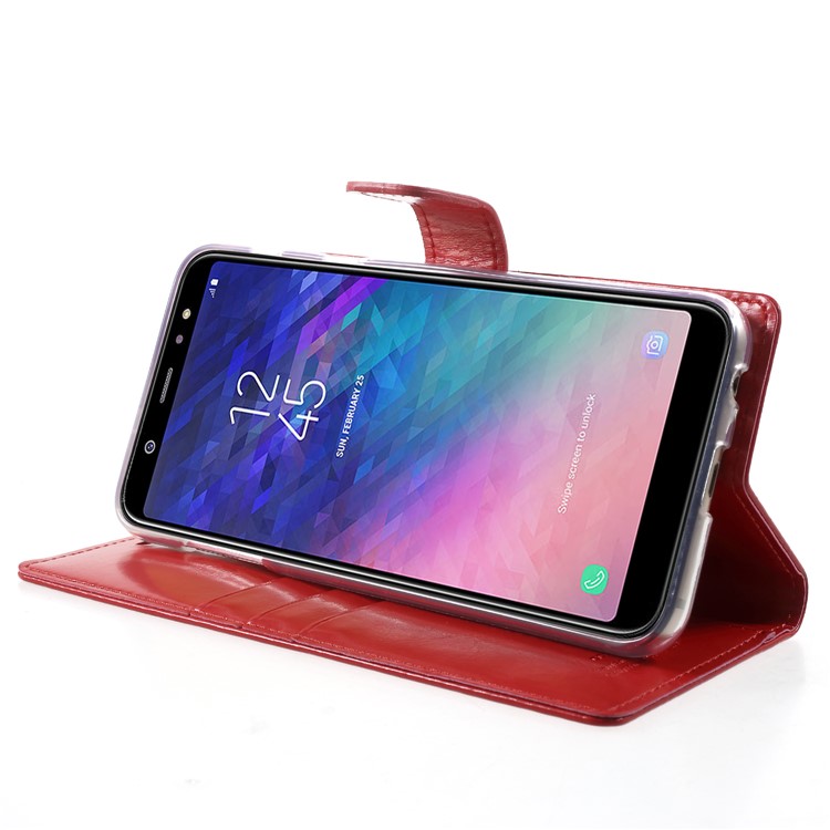 MERCURY GOOSPERY Blue Moon Wallet Leather Case for Samsung Galaxy A6+ (2018) / A9 Star Lite - Red-4