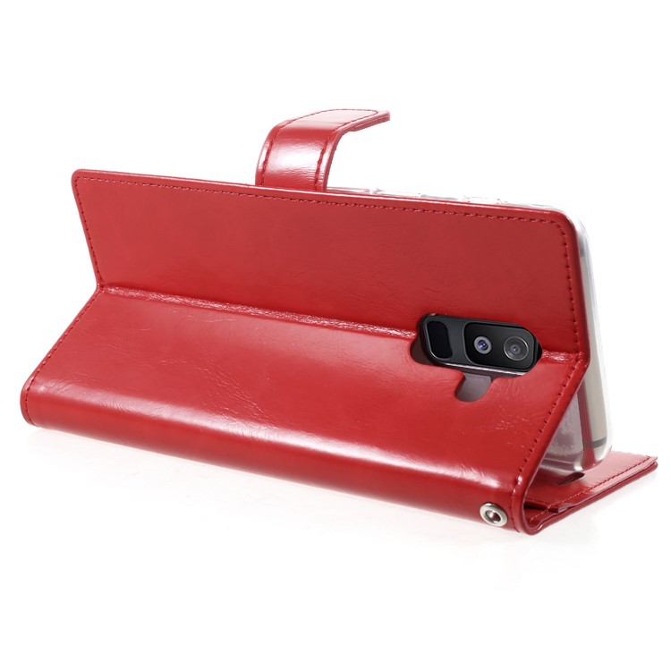MERCURY GOOSPERY Blue Moon Wallet Leather Case for Samsung Galaxy A6+ (2018) / A9 Star Lite - Red-5