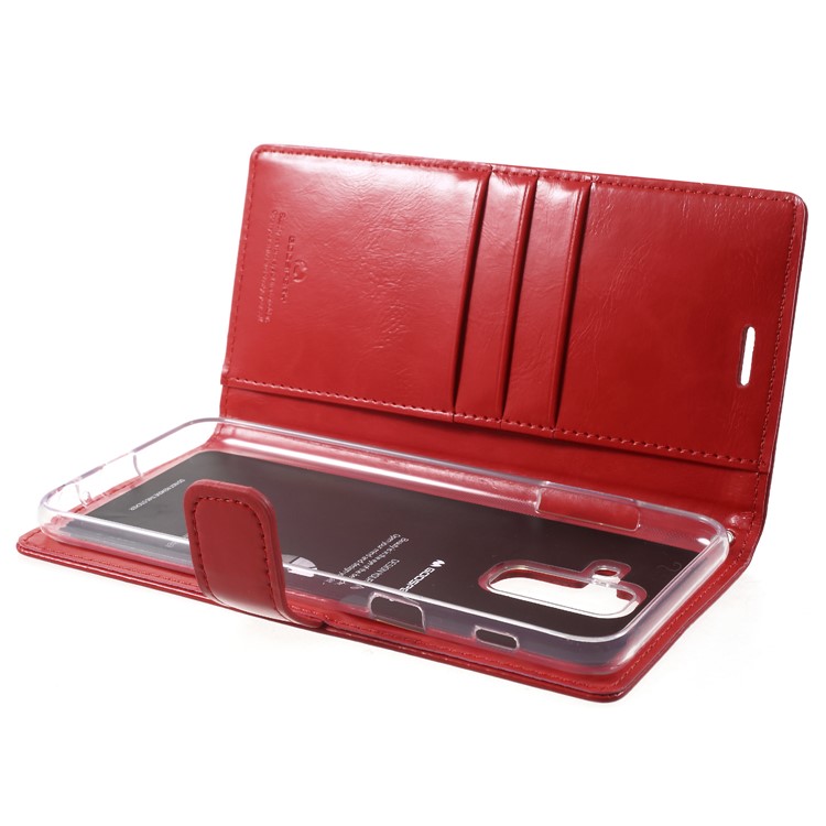 MERCURY GOOSPERY Blue Moon Wallet Leather Case for Samsung Galaxy A6+ (2018) / A9 Star Lite - Red-6