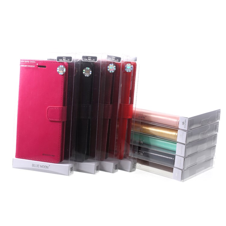 MERCURY GOOSPERY Blue Moon Wallet Leather Case for Samsung Galaxy A6+ (2018) / A9 Star Lite - Red-7