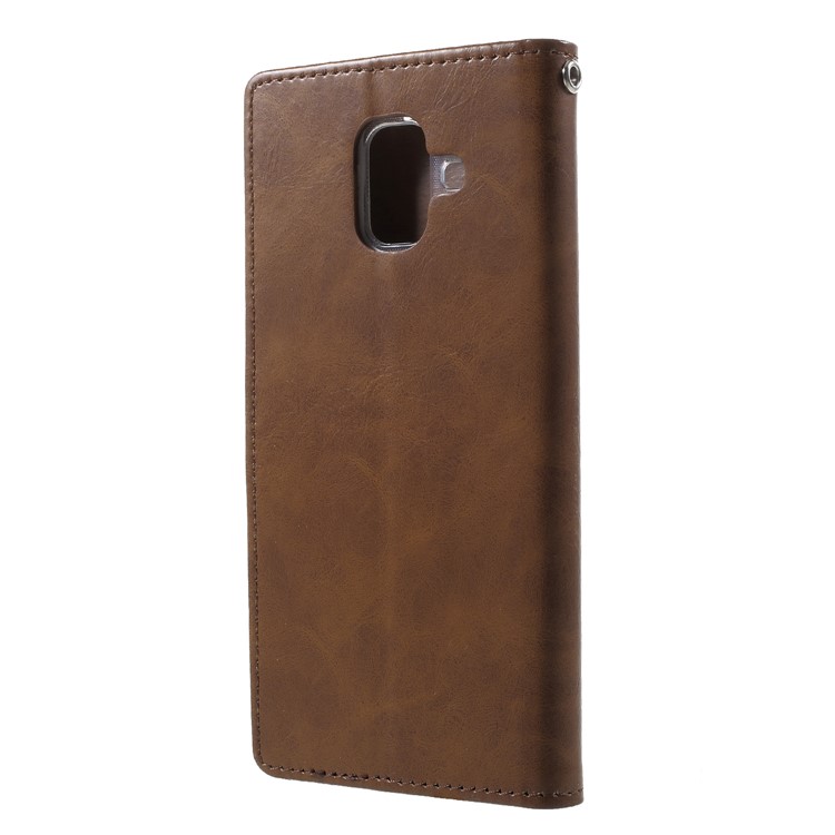 MERCURY GOOSPERY Blue Moon Wallet Stand Leather Cover Shell for Samsung Galaxy A6 (2018) - Brown-2