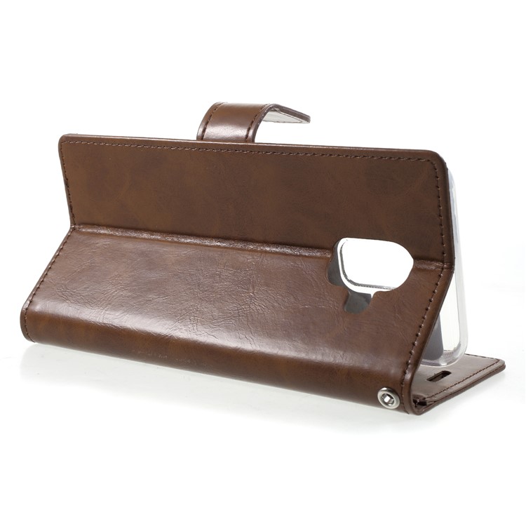 MERCURY GOOSPERY Blue Moon Wallet Stand Leather Cover Shell for Samsung Galaxy A6 (2018) - Brown-4