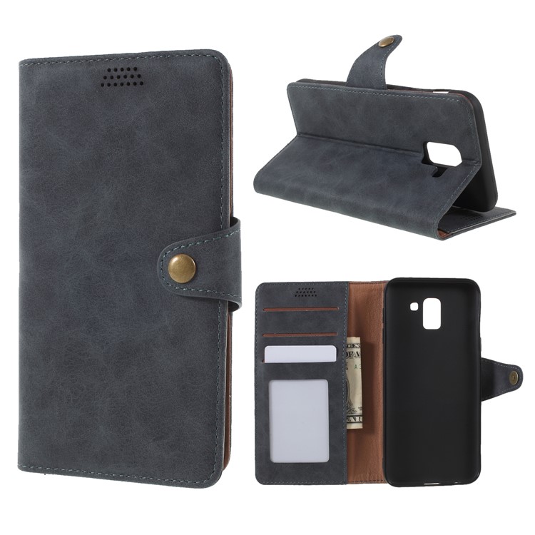 

Textured PU Leather Wallet Stand Phone Case for Samsung Galaxy J6 (2018) - Grey