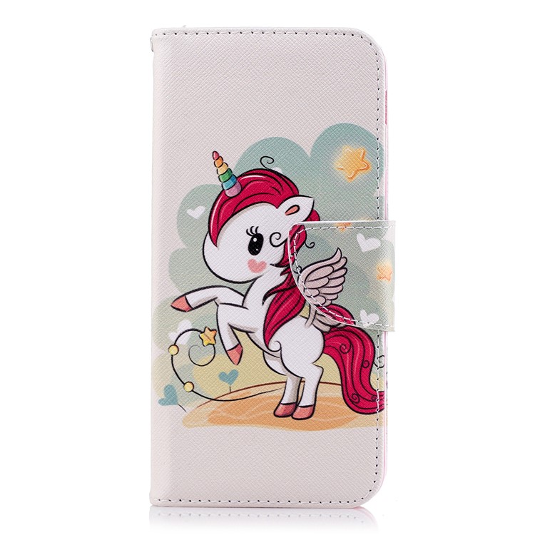 Gemusterte Leder Brieftasche Stand Handytasche Für Samsung Galaxy A6 (2018) - Einhorn-2