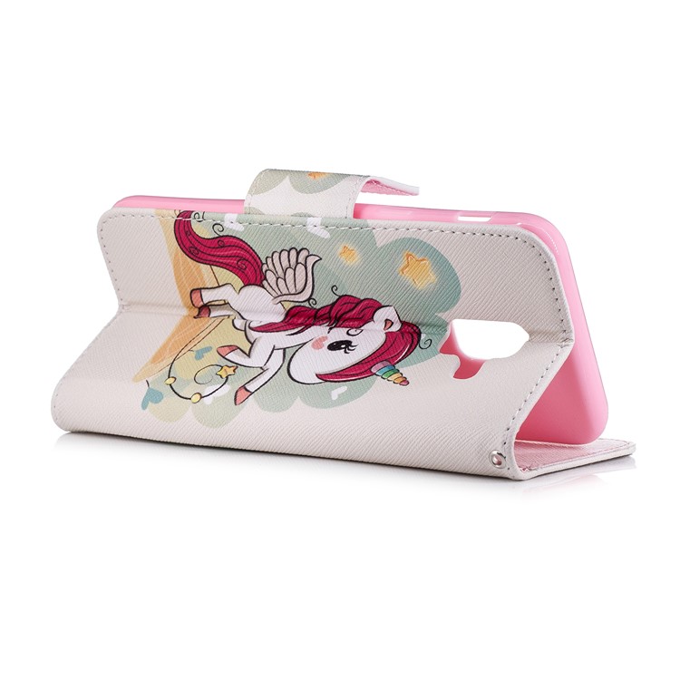 Gemusterte Leder Brieftasche Stand Handytasche Für Samsung Galaxy A6 (2018) - Einhorn-4
