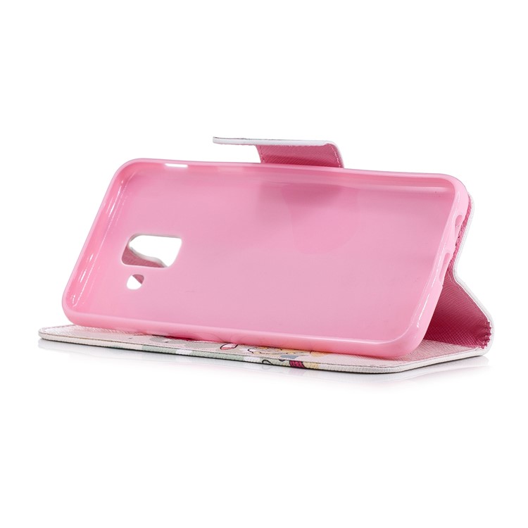 Gemusterte Leder Brieftasche Stand Handytasche Für Samsung Galaxy A6 (2018) - Einhorn-5