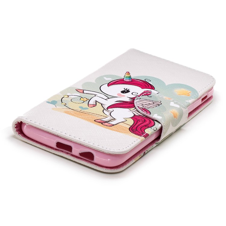 Gemusterte Leder Brieftasche Stand Handytasche Für Samsung Galaxy A6 (2018) - Einhorn-6