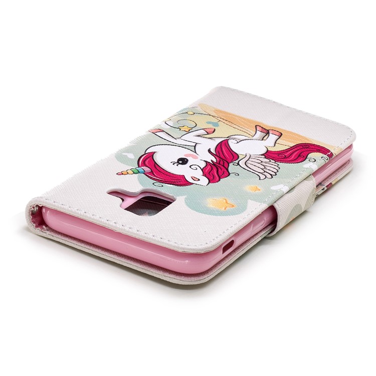 Gemusterte Leder Brieftasche Stand Handytasche Für Samsung Galaxy A6 (2018) - Einhorn-7