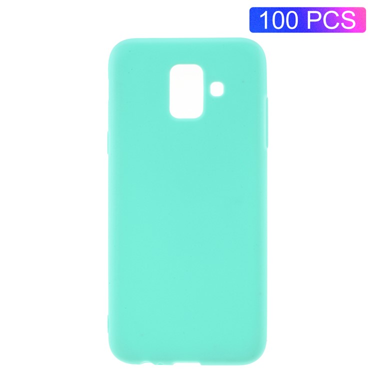 

100Pcs/Set Matte Anti-scratch Soft TPU Cell Phone Case for Samsung Galaxy A6 (2018) - Cyan