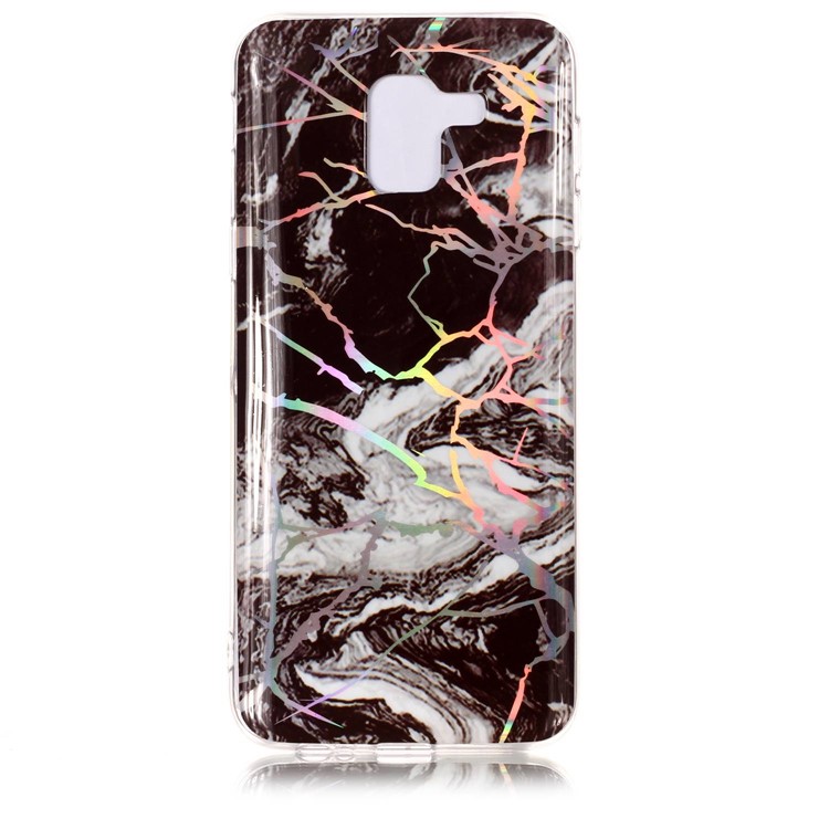 Para Samsung Galaxy A6 (2018) Padrão De Mármore Banhado IMD TPU Soft Mobile Case - Preto / Branco-2